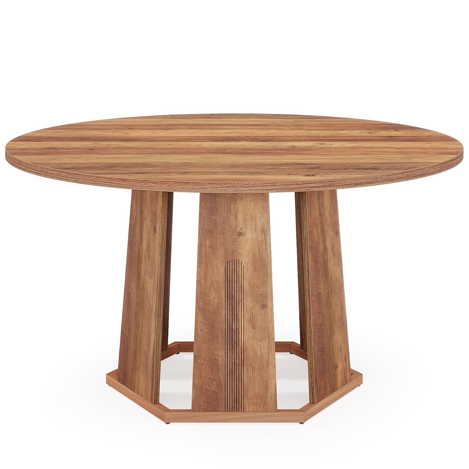 Tribesigns Round Dining Table for 4-6, 47-Inch Circle Kitchen Table with Wooden Pedestal Base, Farmhouse Dinner Table for Dining Room, Kitchen, Living Room