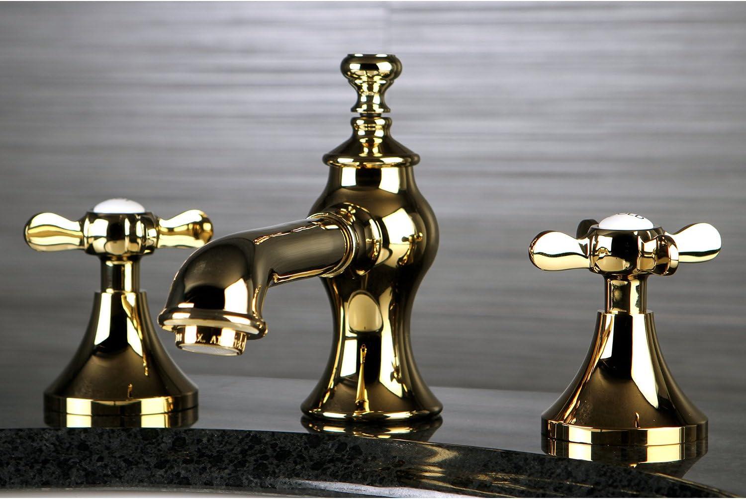 Kingston Brass Kingston Brass Essex Two-Handle 3-Hole Deck Mount Widespread Bathroom Faucet with Brass Pop-Up Drain KC7067BEX