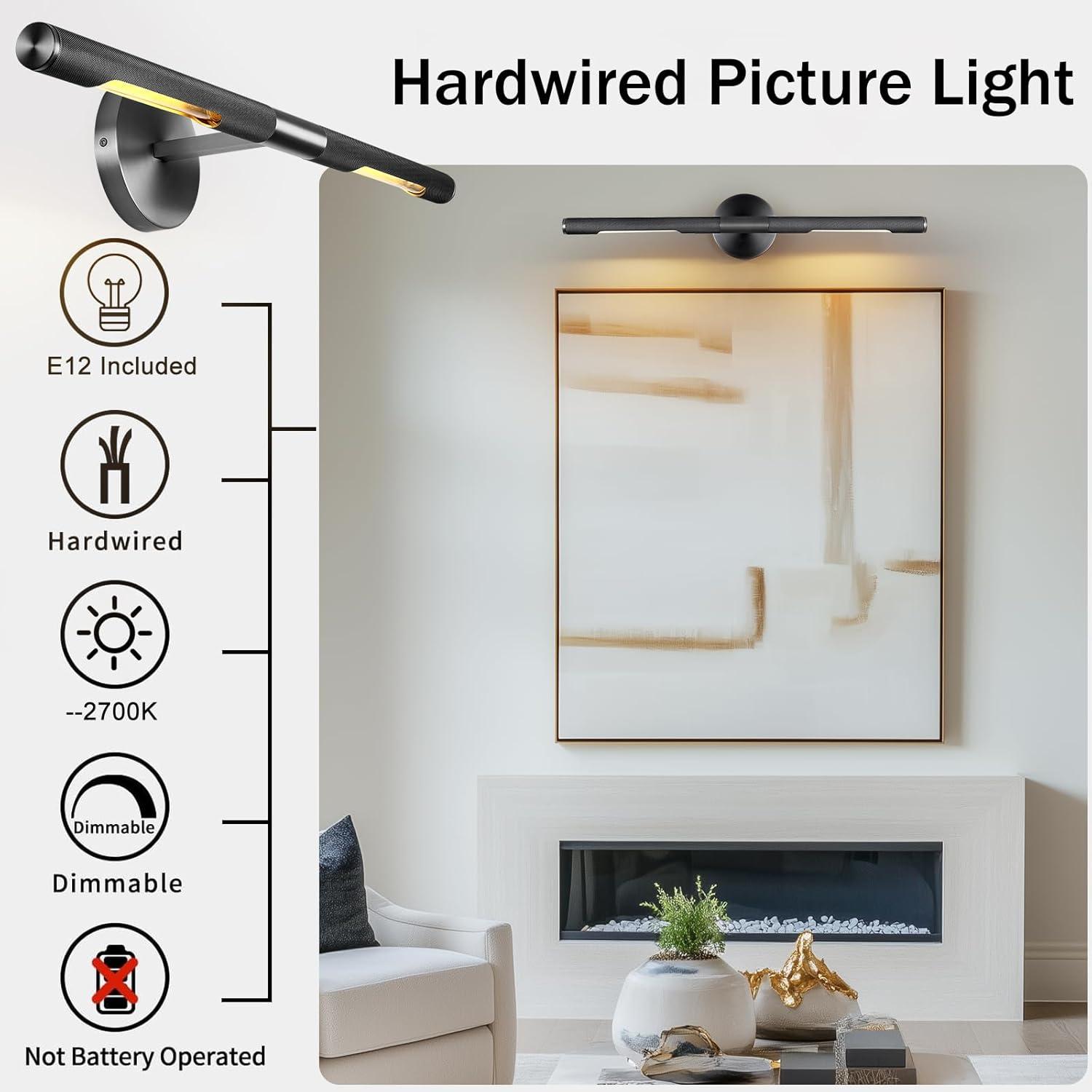 Everly Quinn 30'' Dimmable LED 360° Rotatable Wall Mounted Sconce Picture Light Vanity Light (Bulbs Included)