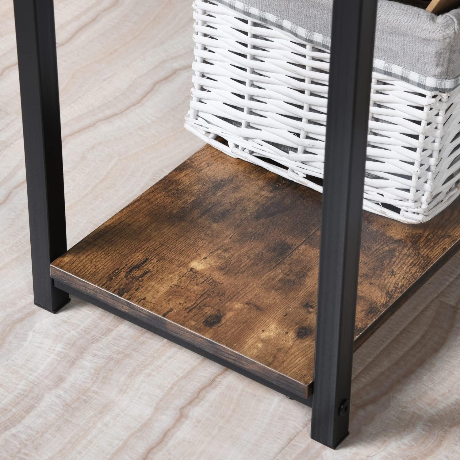 Rustic Brown and Black Wood Writing Desk with Shelves