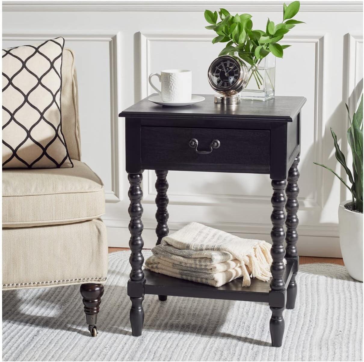 Dakota Fields Solid Wood Top End Table with Storage