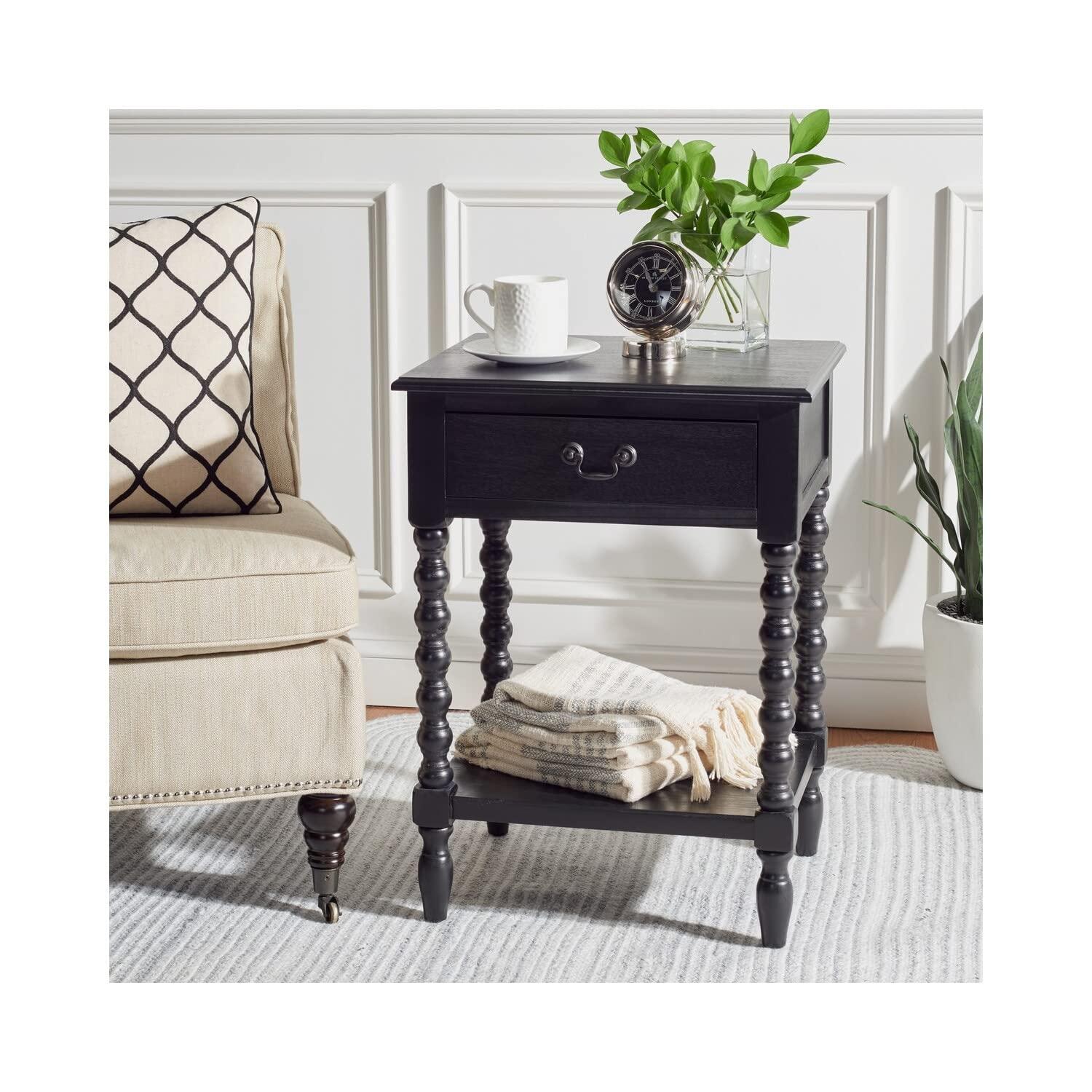 Dakota Fields Solid Wood Top End Table with Storage