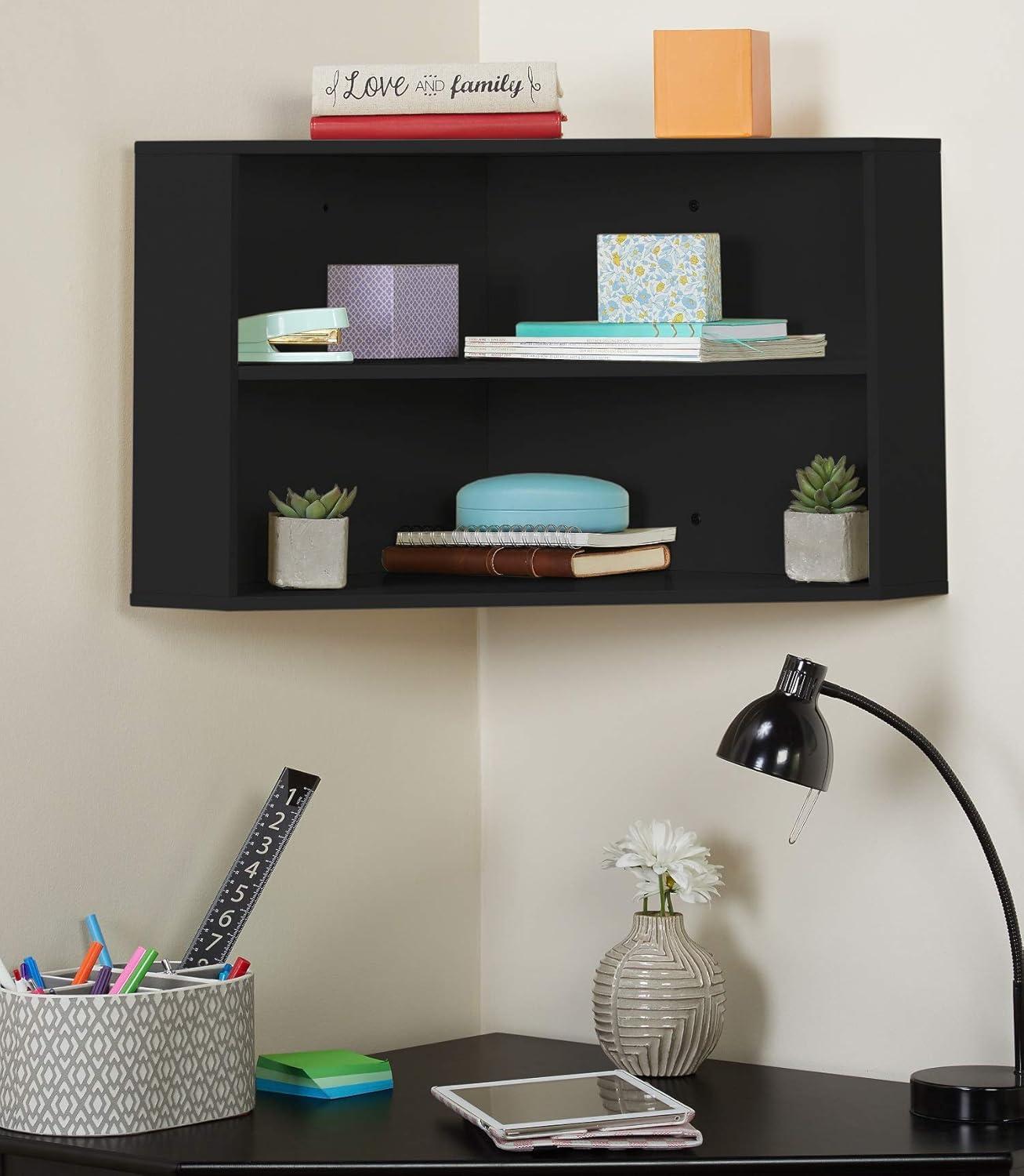 Corner Hutch - Black - Buylateral: MDF Laminated, Mid-Century Modern, Fixed Shelves