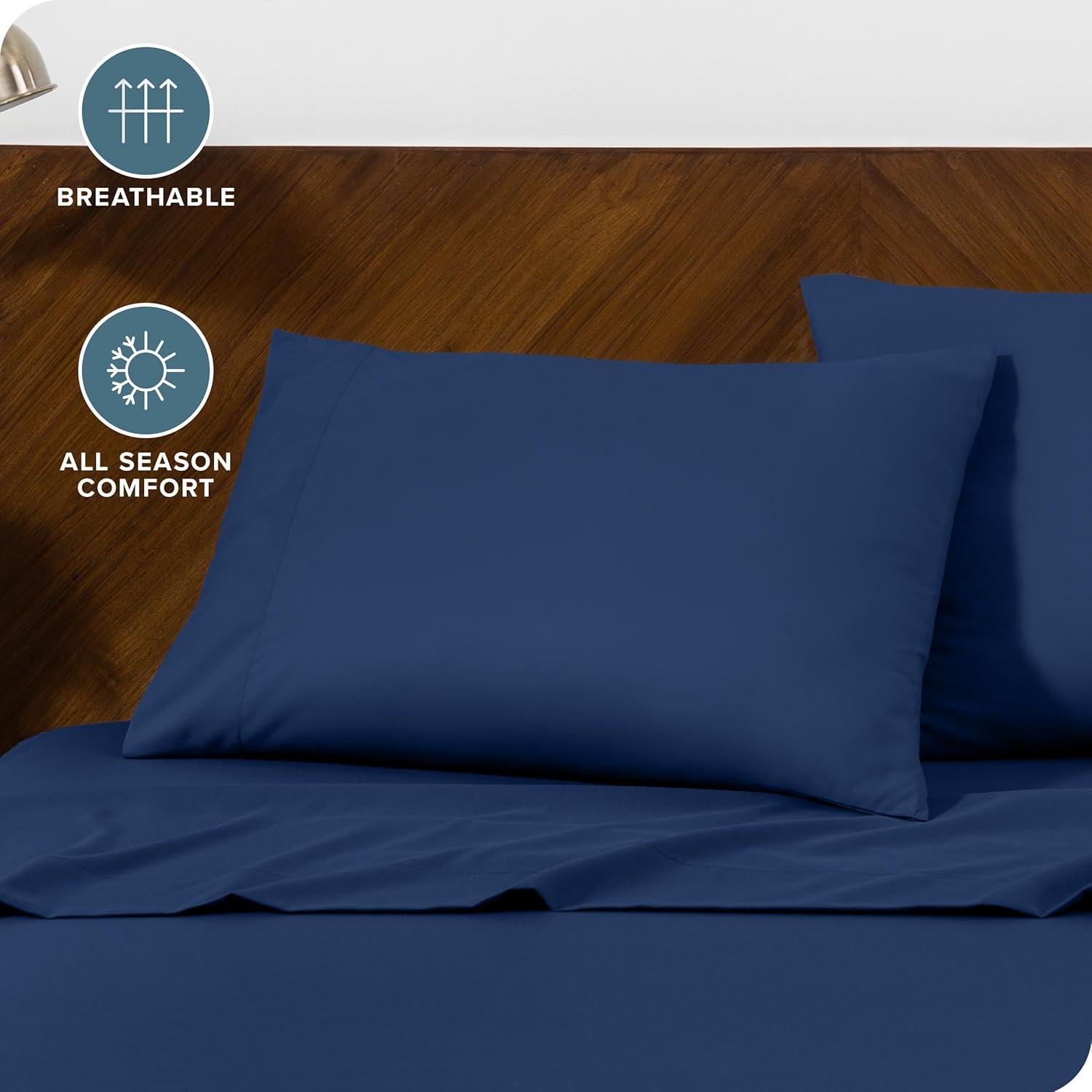 Microfiber King - Envelope - 20 x 36 Dark Blue Pillowcase Set by Bare Home