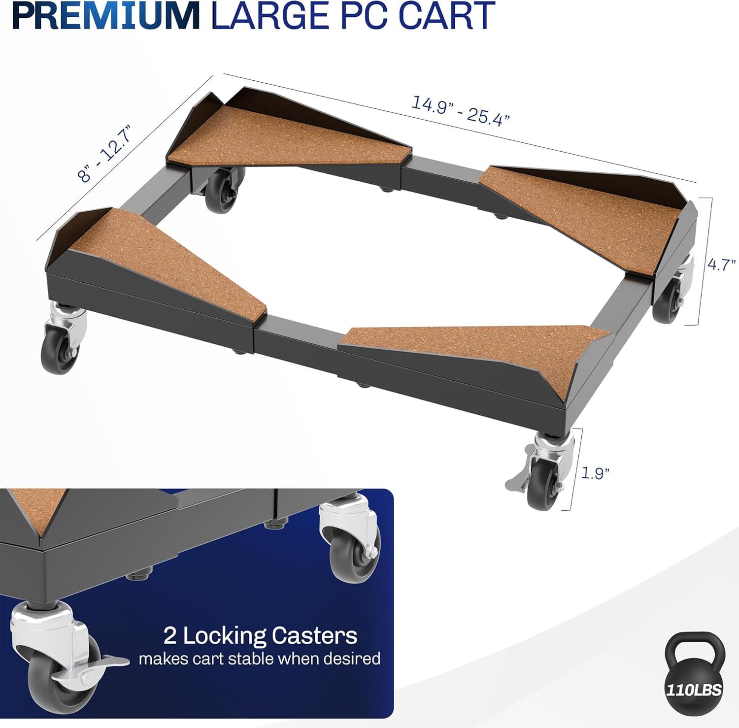 Vivo Vivo Premium Large PC Cart, CPU Rolling Stand, Adjustable Computer Trolley