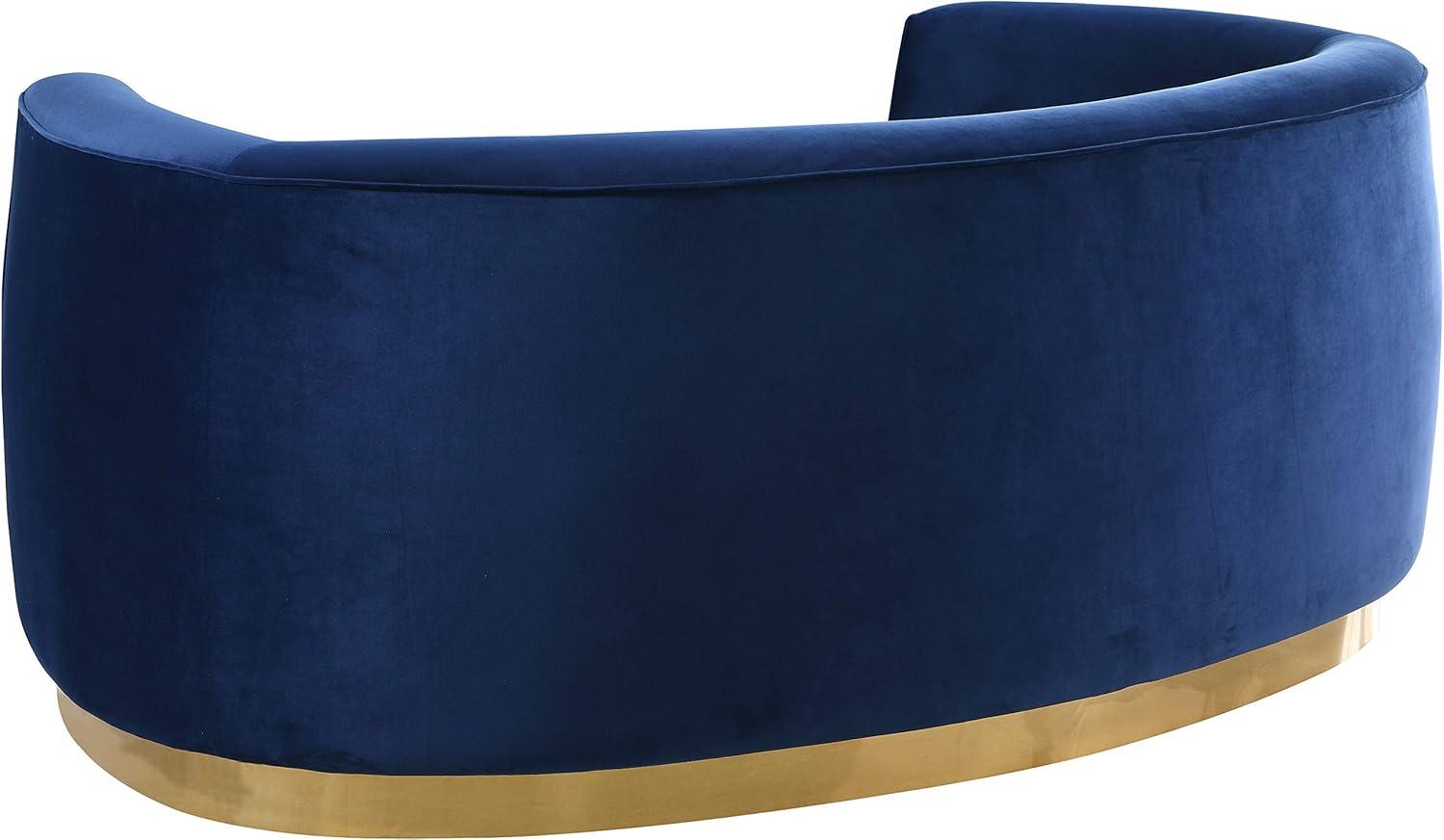 Julian Navy Velvet Loveseat with Gold Base