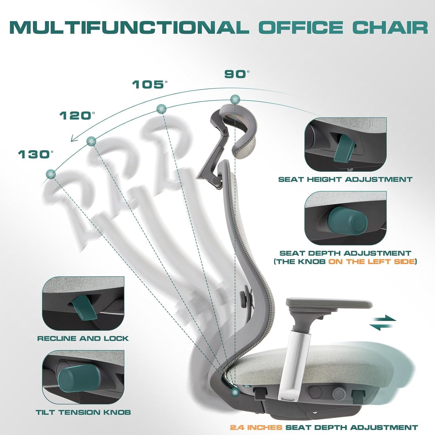 Light Grey High Back Mesh Swivel Office Chair with Fixed Arms