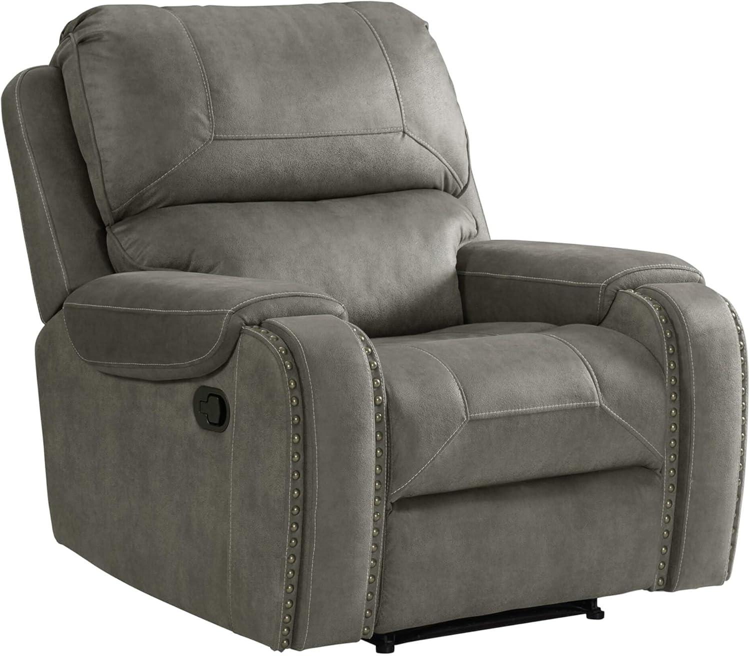 Sunset Trading Calvin 41" Contemporary Fabric Recliner/Reclining Chair in Gray