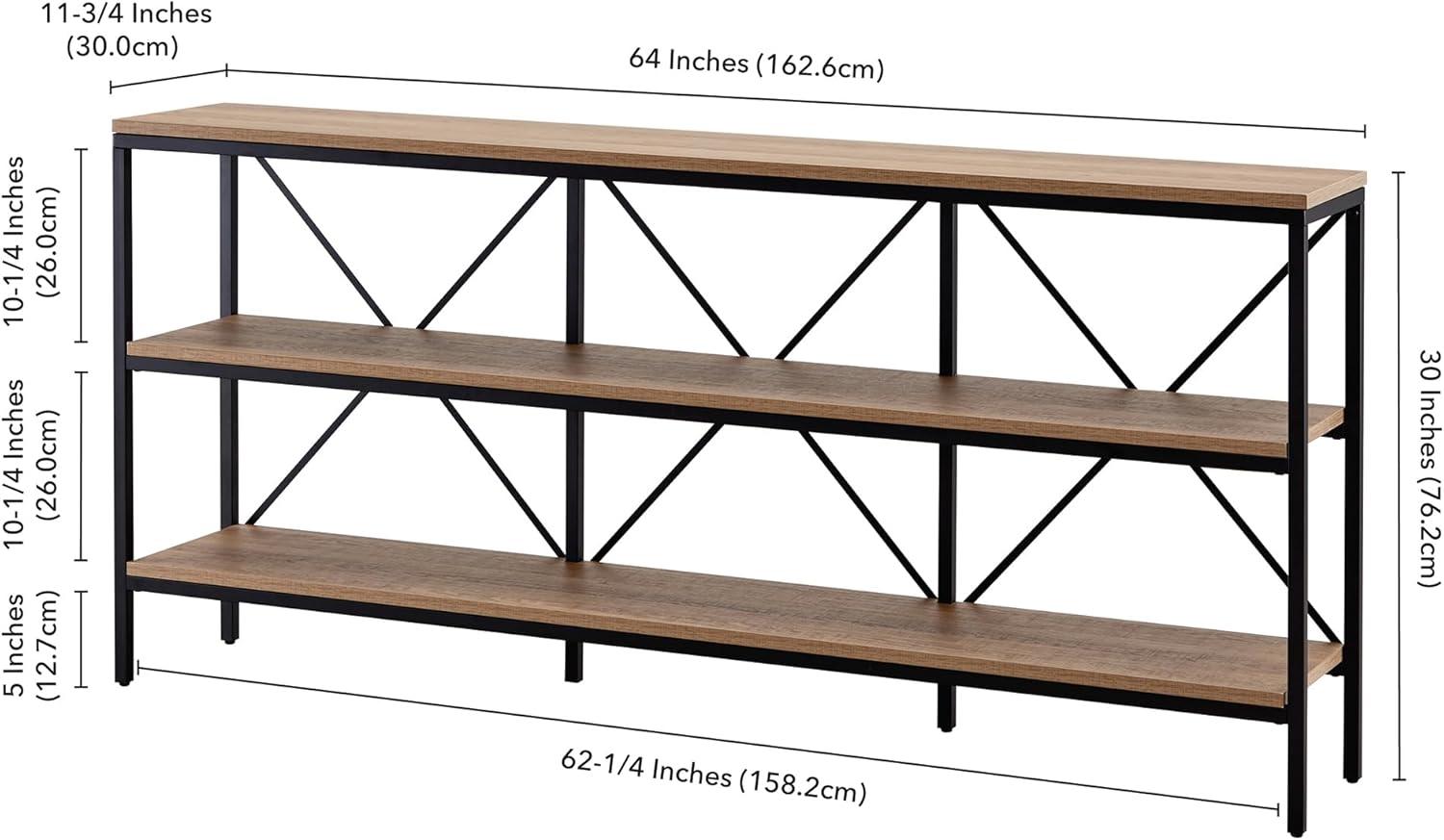 Evelyn&Zoe Kira 64" Wide Rectangular Console Table, Blackened Bronze/Golden Brown