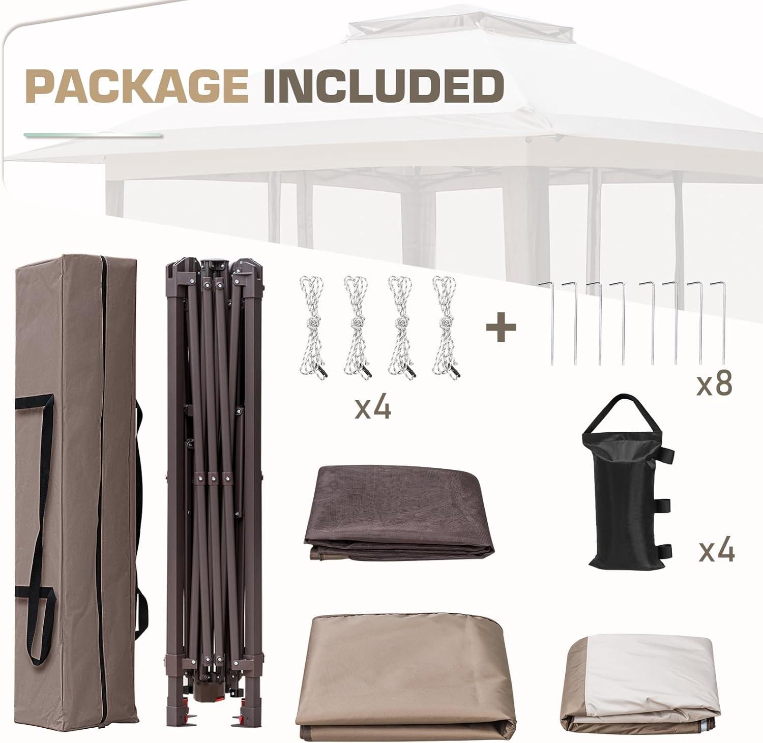 EAGLE PEAK Pop up Patio Gazebo 13 Ft. W x 13 Ft. D Metal Patio