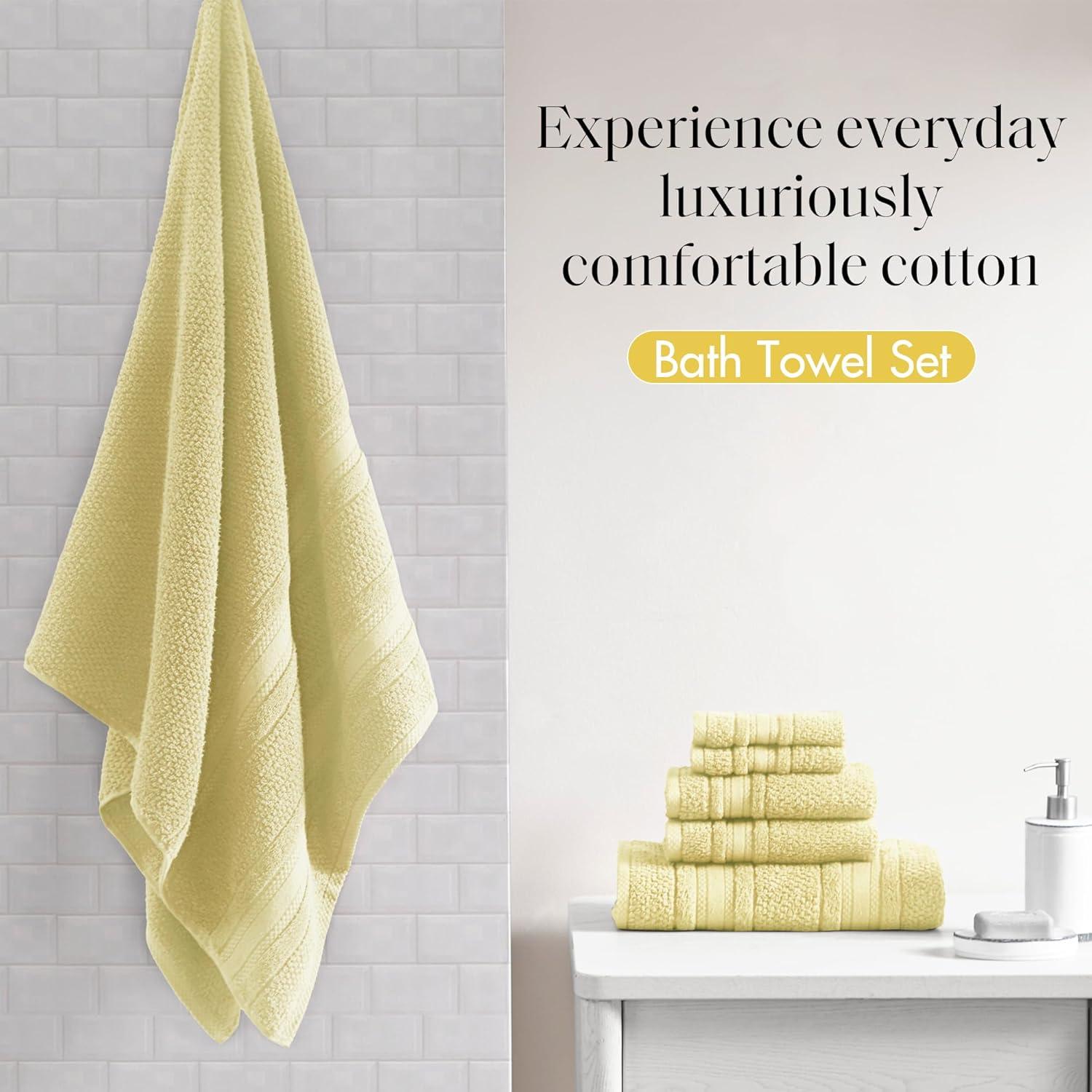 6pc Roman Super Soft Cotton Quick Dry Bath Towel Set Yellow - Madison Park: Lightweight, OEKO-TEX Certified