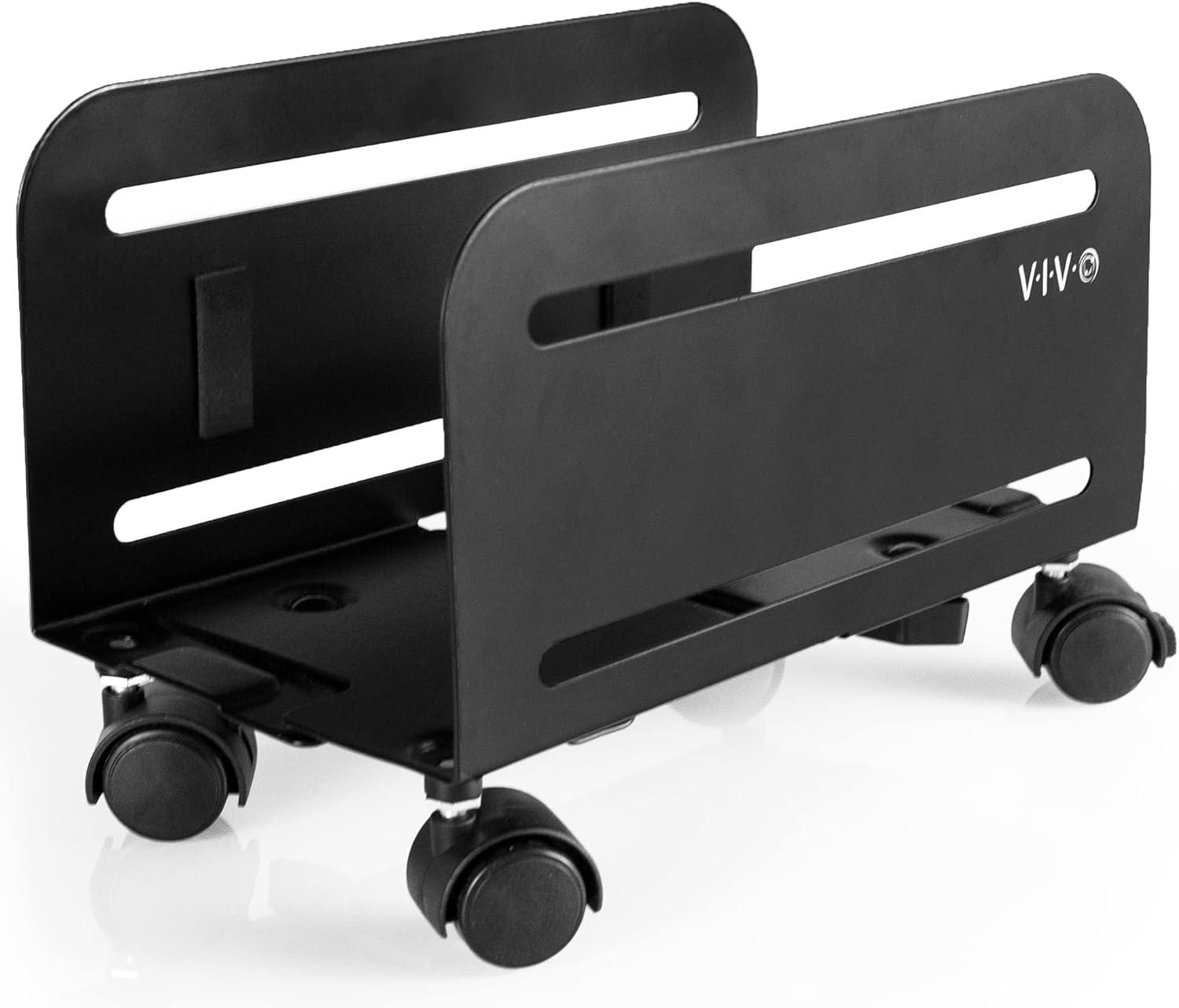 Matte Black Adjustable Steel Desktop System Cart