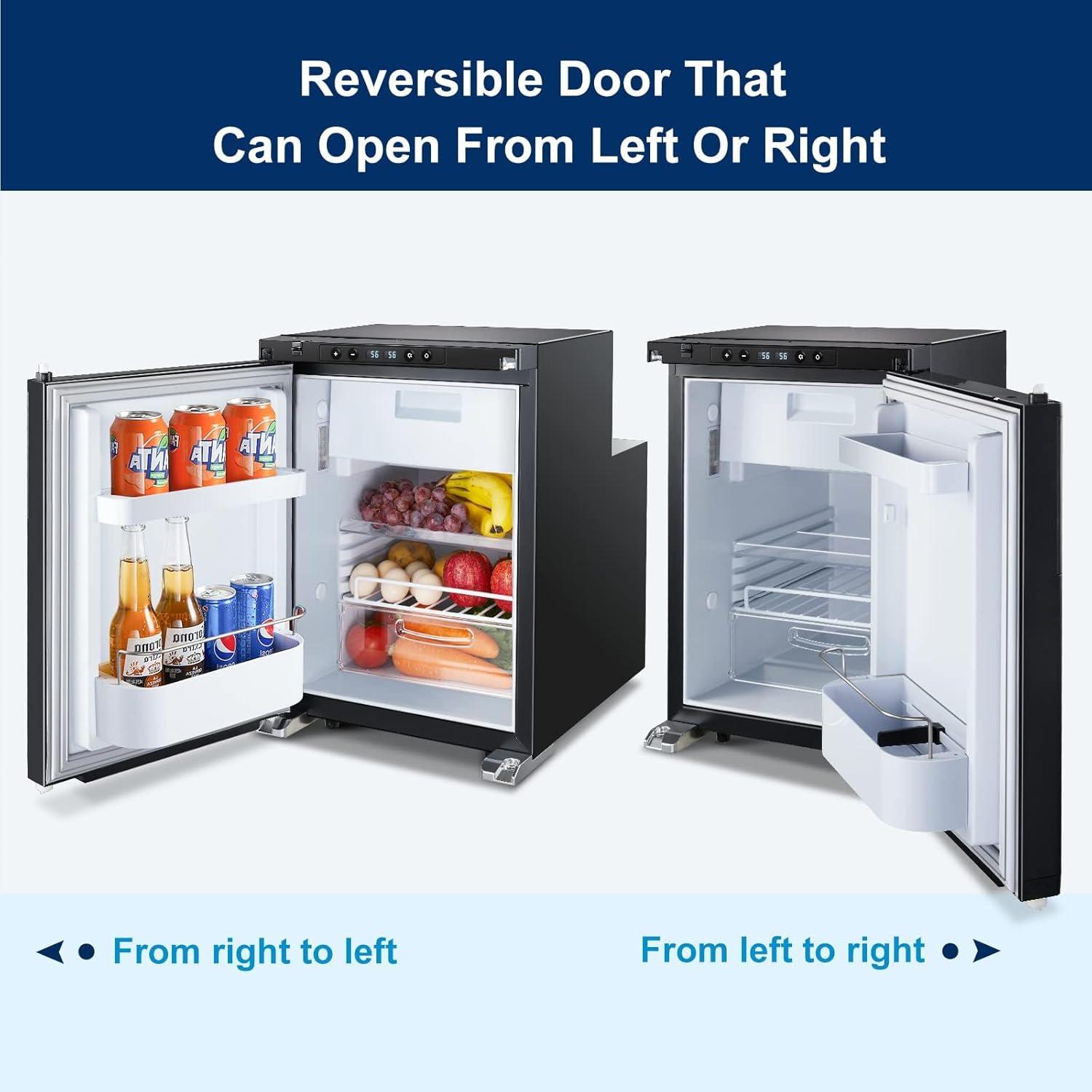1.6 cu.ft. 45L RV Fridge and Freezer, Car Refrigerator with Lock, (-4℉-46℉) Outdoor Refrigerator in Black