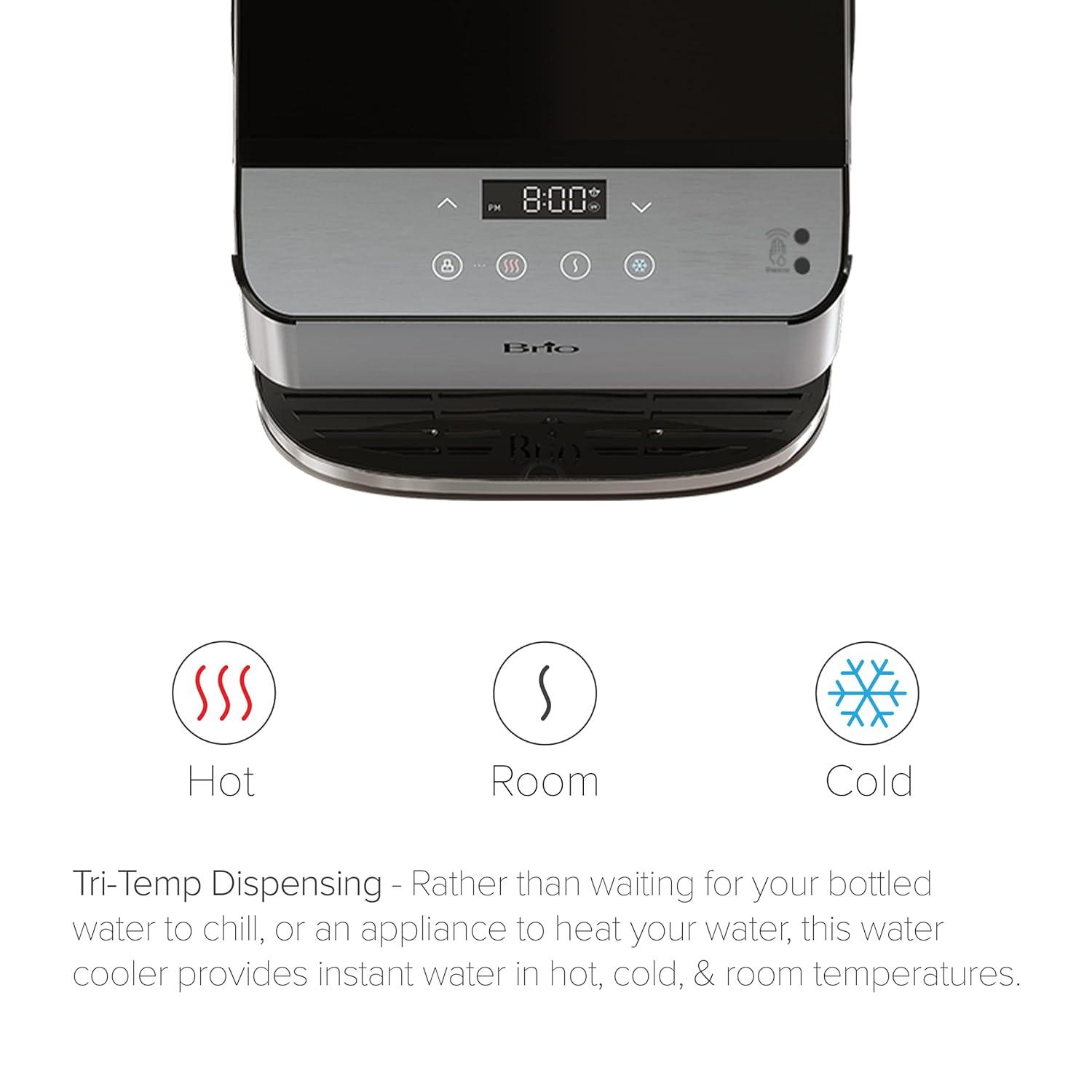 Brio 3-Stage Filtration Water Countertop Dispenser Tri-Temp Digital, Connects to your water line, Height 19.3"