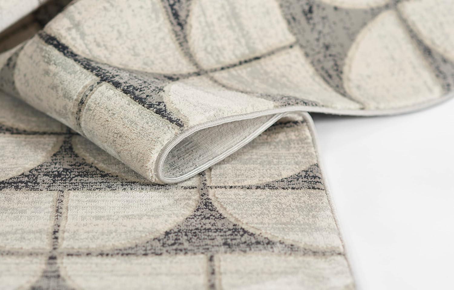 Momeni 5'1"x7'7" Edition Geometric Machine Loomed Area Rug Charcoal Gray: Indoor Low Pile Polyester Rectangle Rug