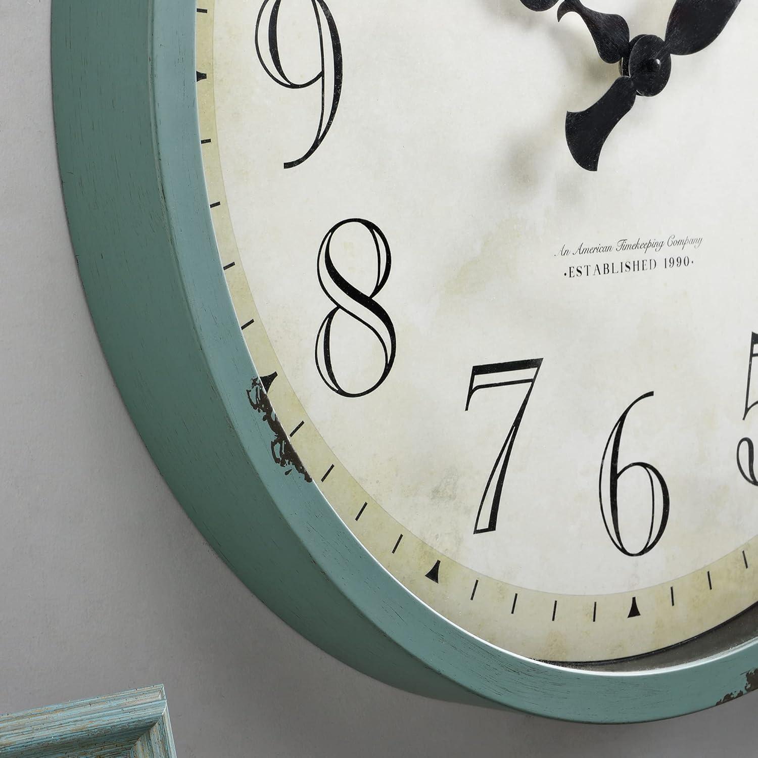 FirsTime & Co. Teal Bellamy Wall Clock, Farmhouse, Analog, 24 x 2 x 24 in