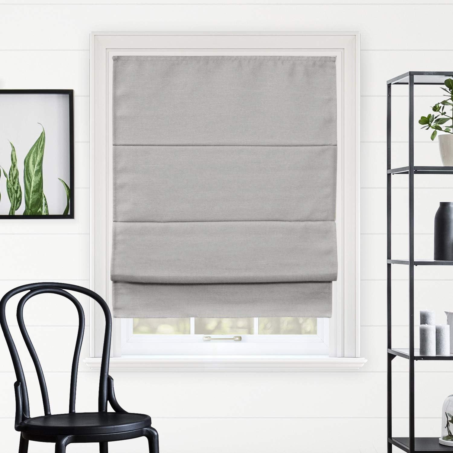 Del Mar Pearl Grey Cordless Blackout Roman Shade 31" x 64"