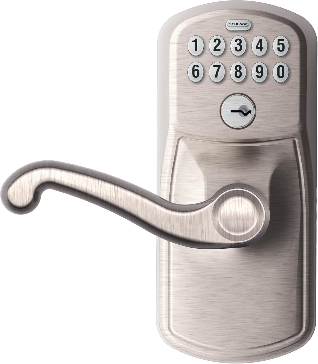 Satin Nickel Universal Keypad Door Lever with Flex-Lock