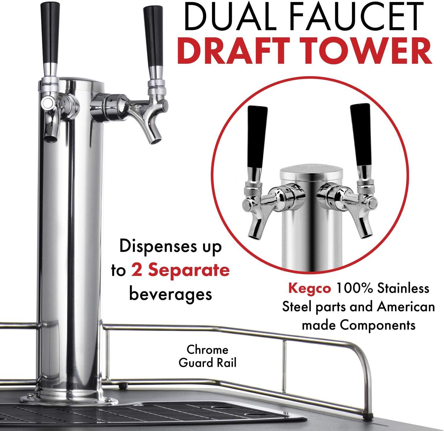 Kegco Kegco 5.6 Cubic Feet Dual Tap Freestanding Kegerator with Adjustable Temperature
