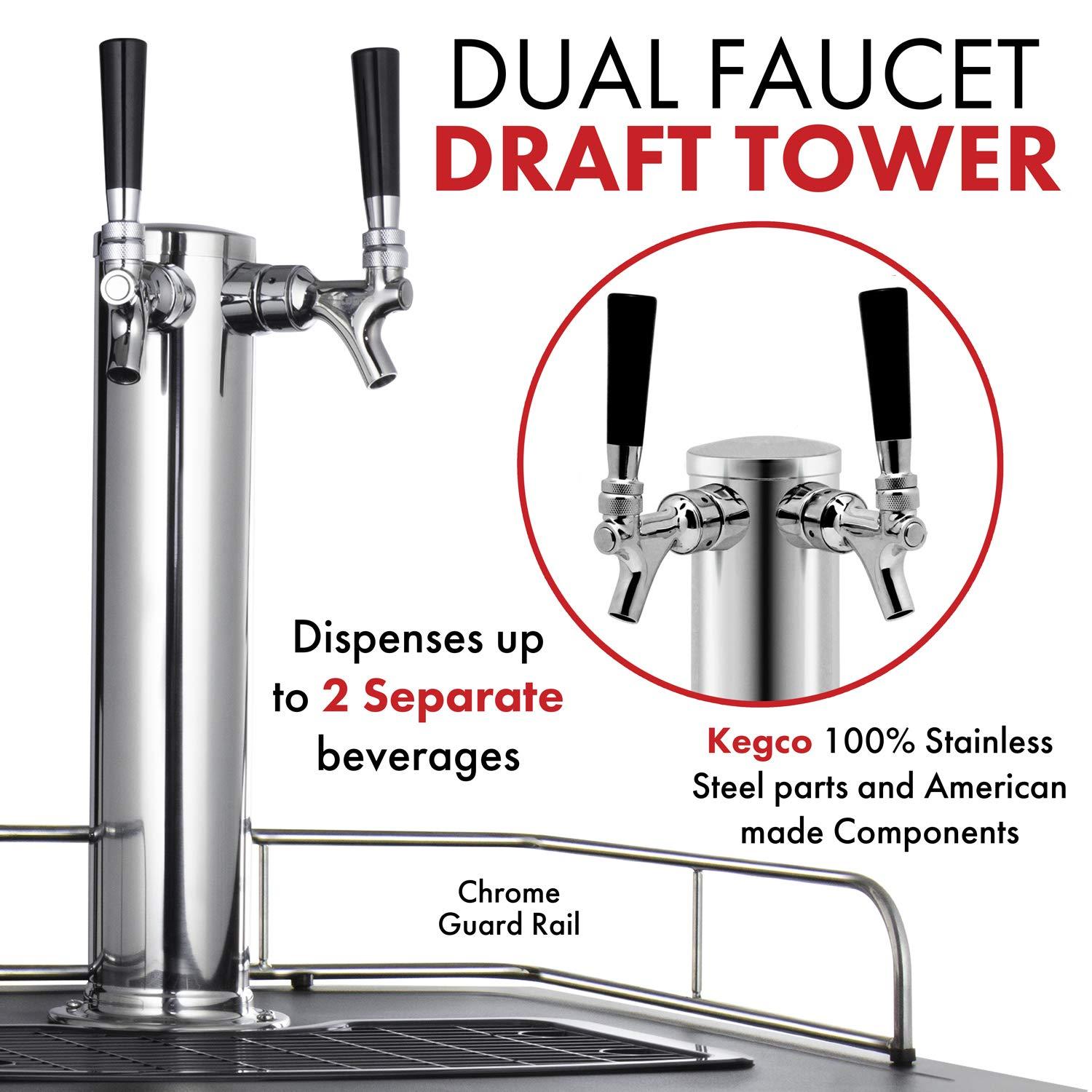 Kegco Kegco 5.6 Cubic Feet Dual Tap Freestanding Kegerator with Adjustable Temperature