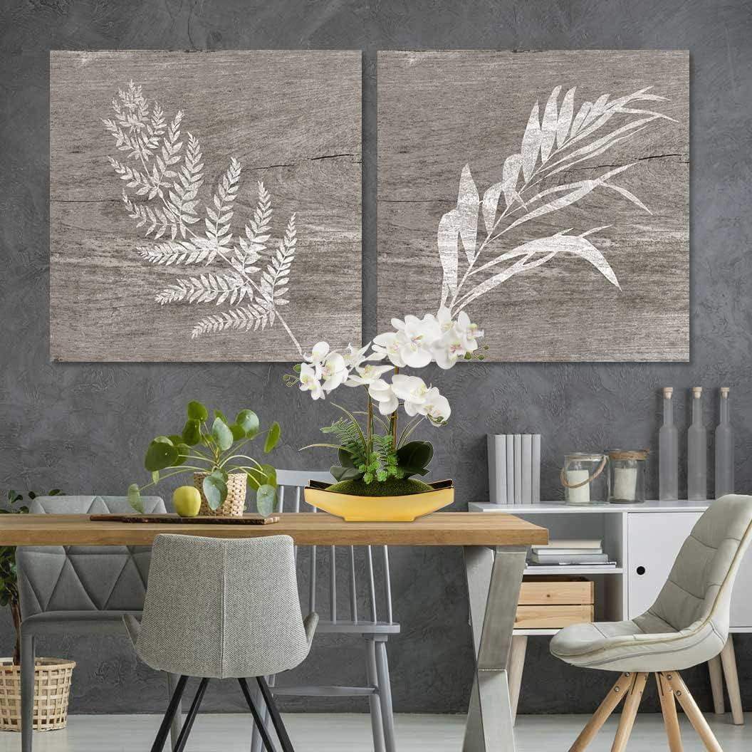 15" Artificial Orchid Flowers Phalaenopsis Flower Arrangements in Silver Vase Wedding Party Home Decor