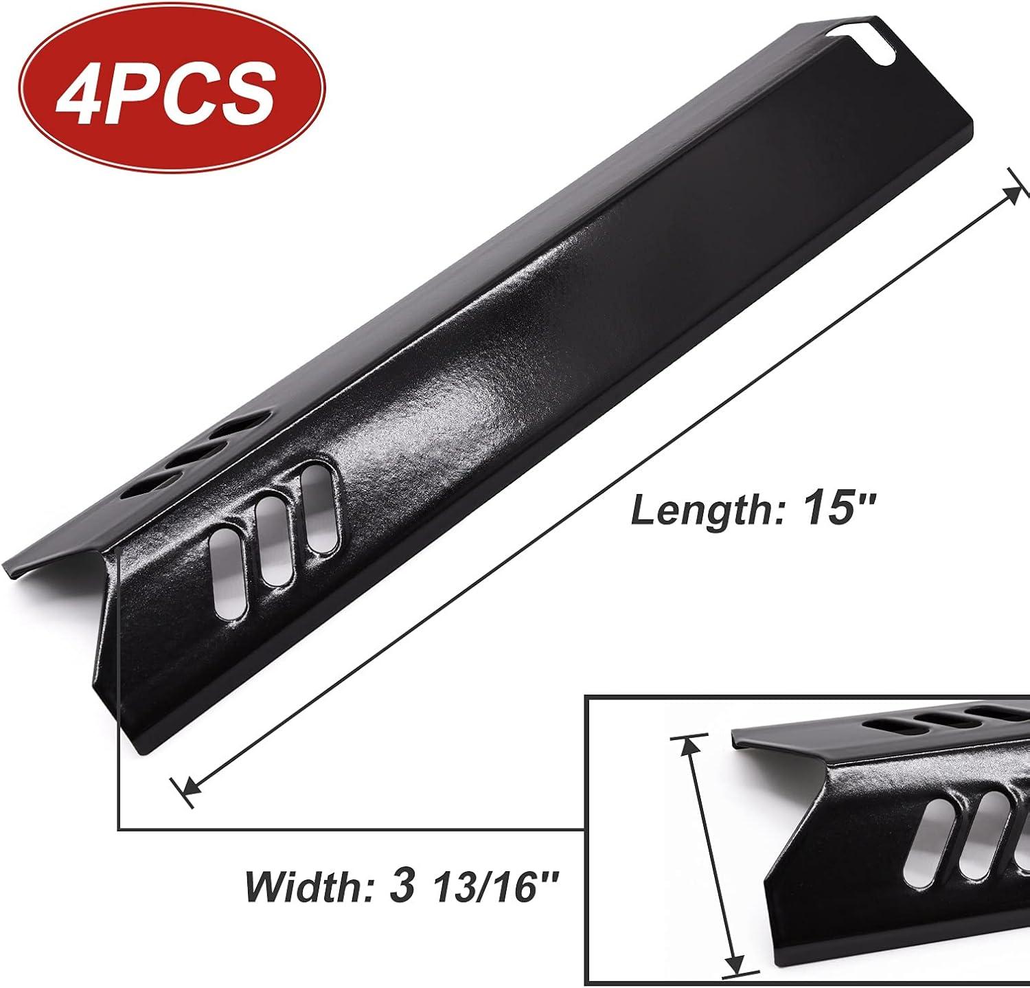 Unicook 15 Inch Grill Heat Plates for Dyna-Glo, Grill Burner Covers, Grill Parts Porcelain Heat Shields for Backyard, 4 Pack