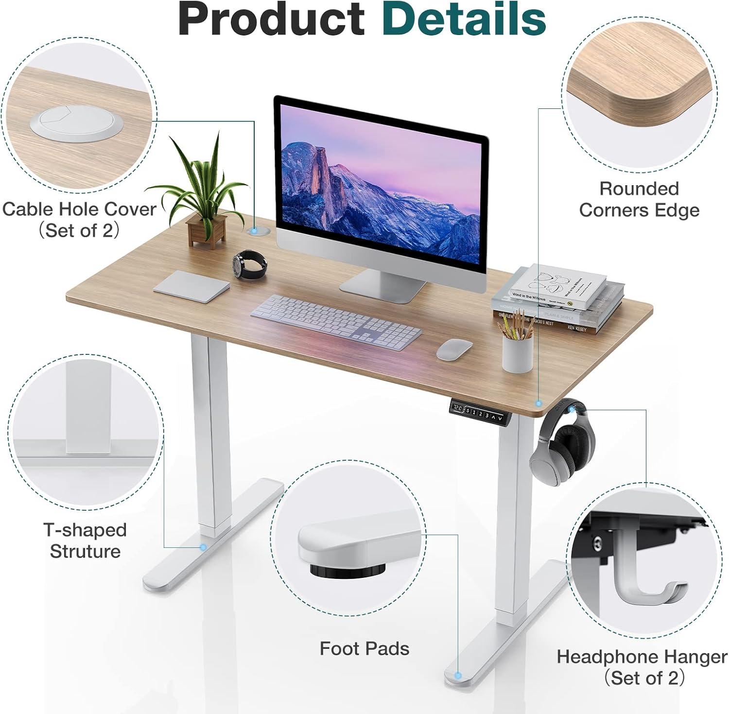 Modern Adjustable Height Bamboo Texture Standing Computer Desk