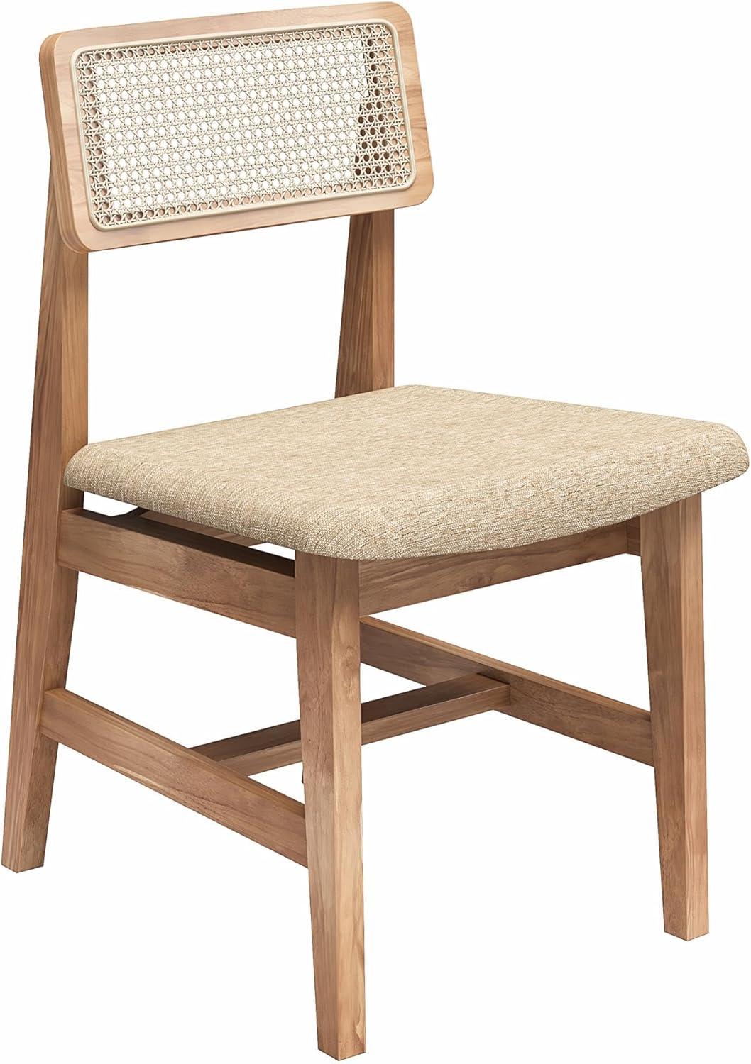 DHP Eleni Cane Dining Chairs, Set of 2, Cream/Seadrift