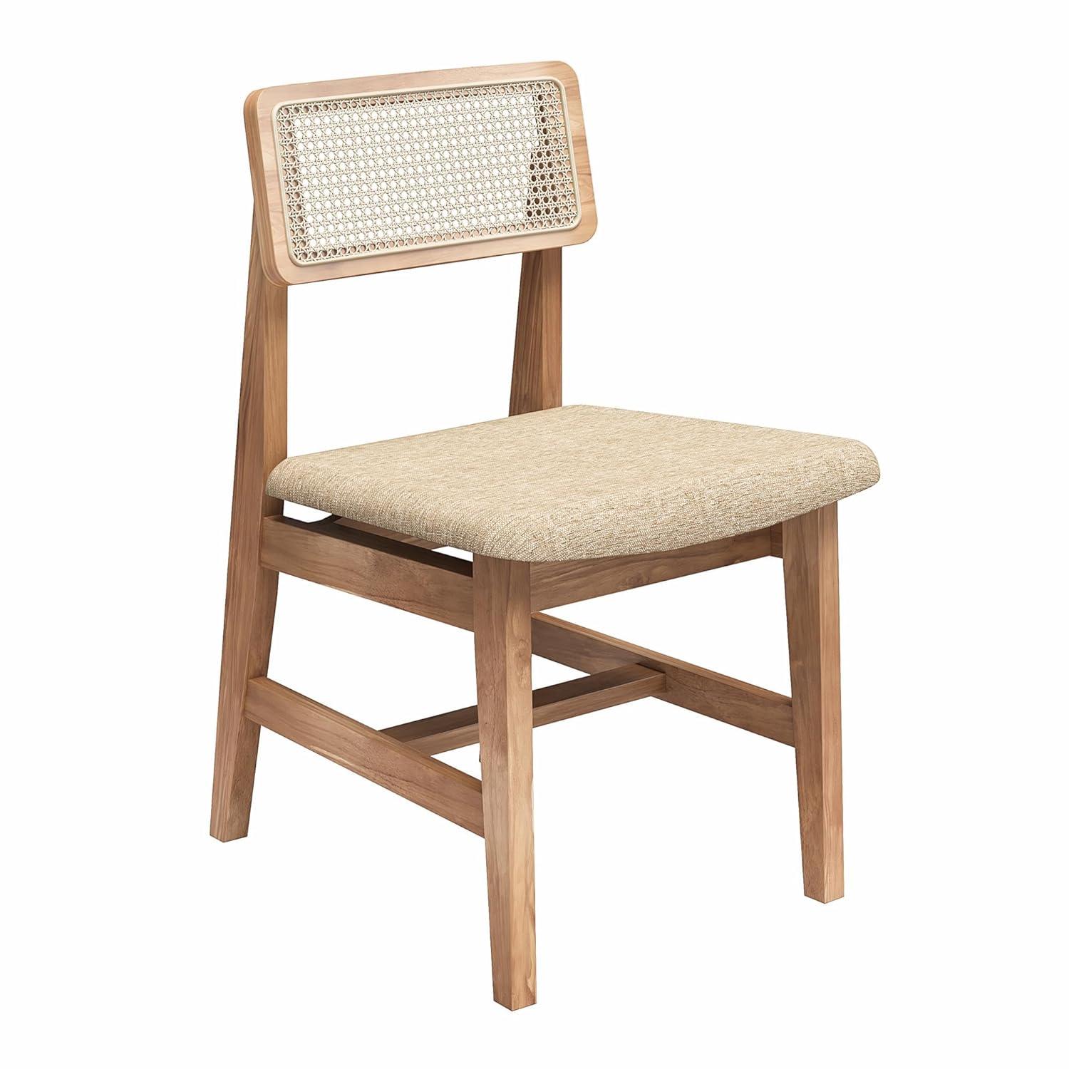 DHP Eleni Cane Dining Chairs, Set of 2, Cream/Seadrift