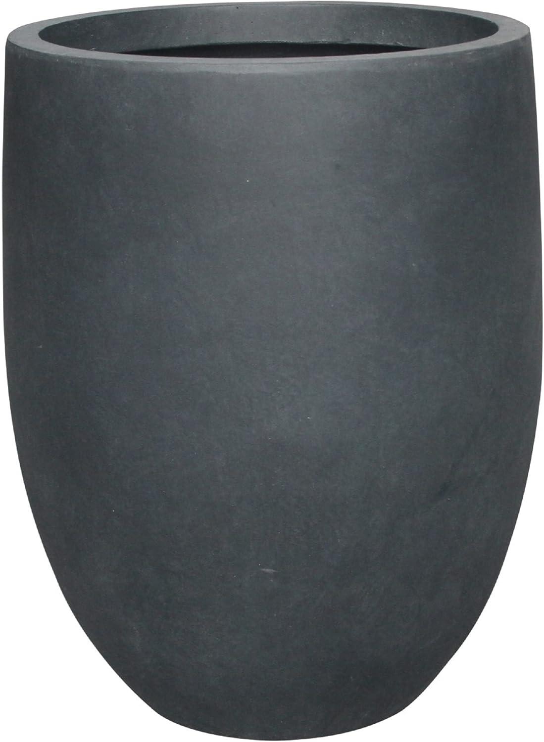 Rosemead Home & Garden, Inc. 17" Wide Kante Modern Concrete/Fiberglass Indoor Outdoor Planter Pot Charcoal Gray: Weather-Resistant