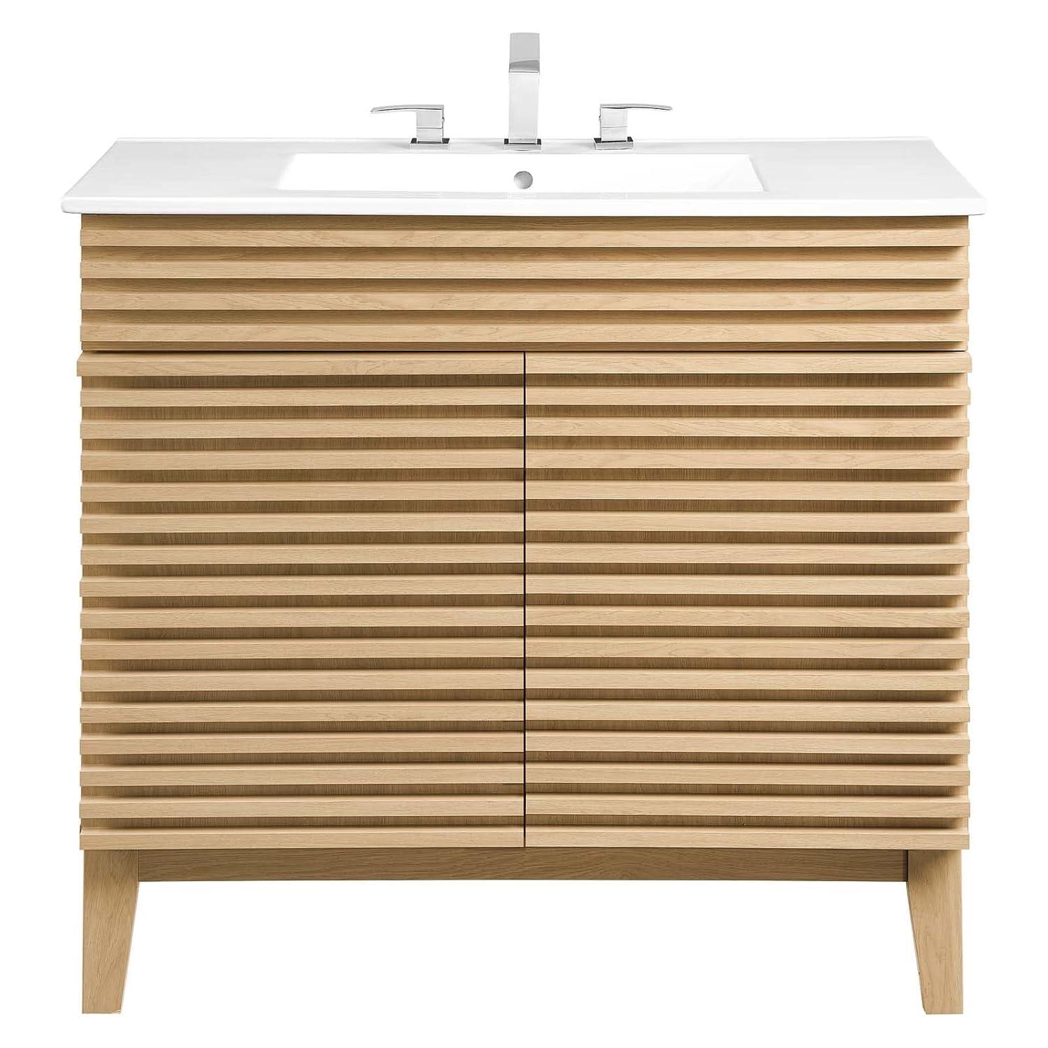 Modway Render 36" Bathroom Vanity in Oak White