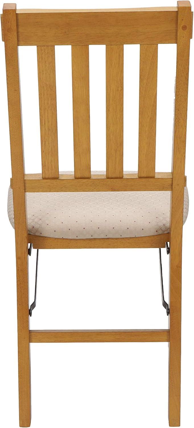 Arts and Craft Harwood Stakmore Adult Folding Chair with Blush Upholstery - Oak Finish