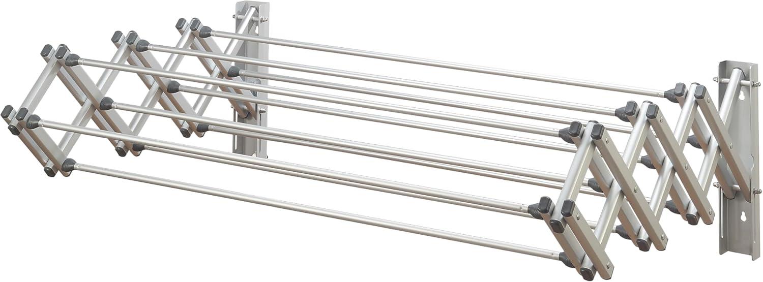 Silver Aluminum Collapsible Wall-Mount Drying Rack