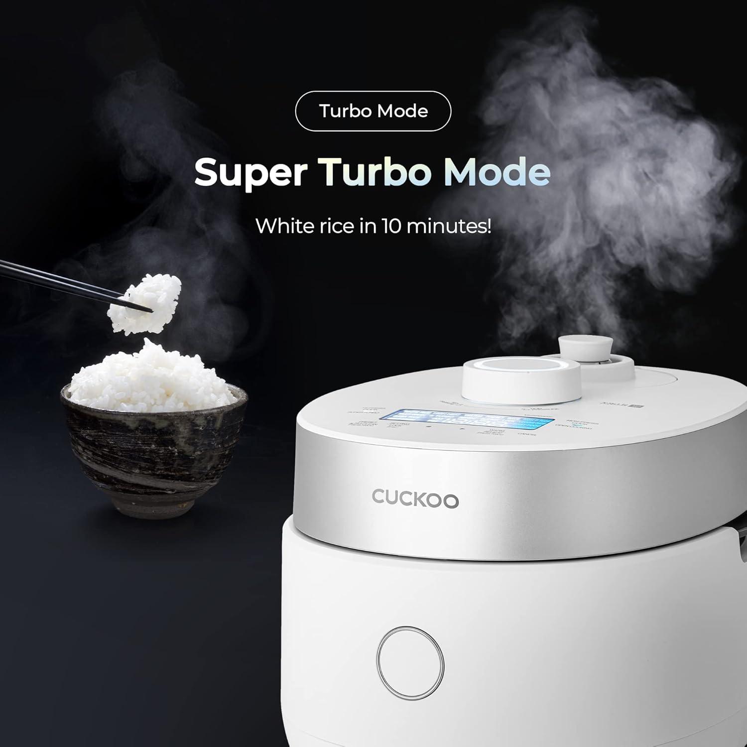 CUCKOO CRP-LHTR1009FW 10-Cup (Uncooked) / 20-Cup (Cooked) Induction Heating Twin Pressure Rice Cooker with Nonstick Inner Pot, 16 Menu Modes, 3 Voice Guide, Auto Clean (White)