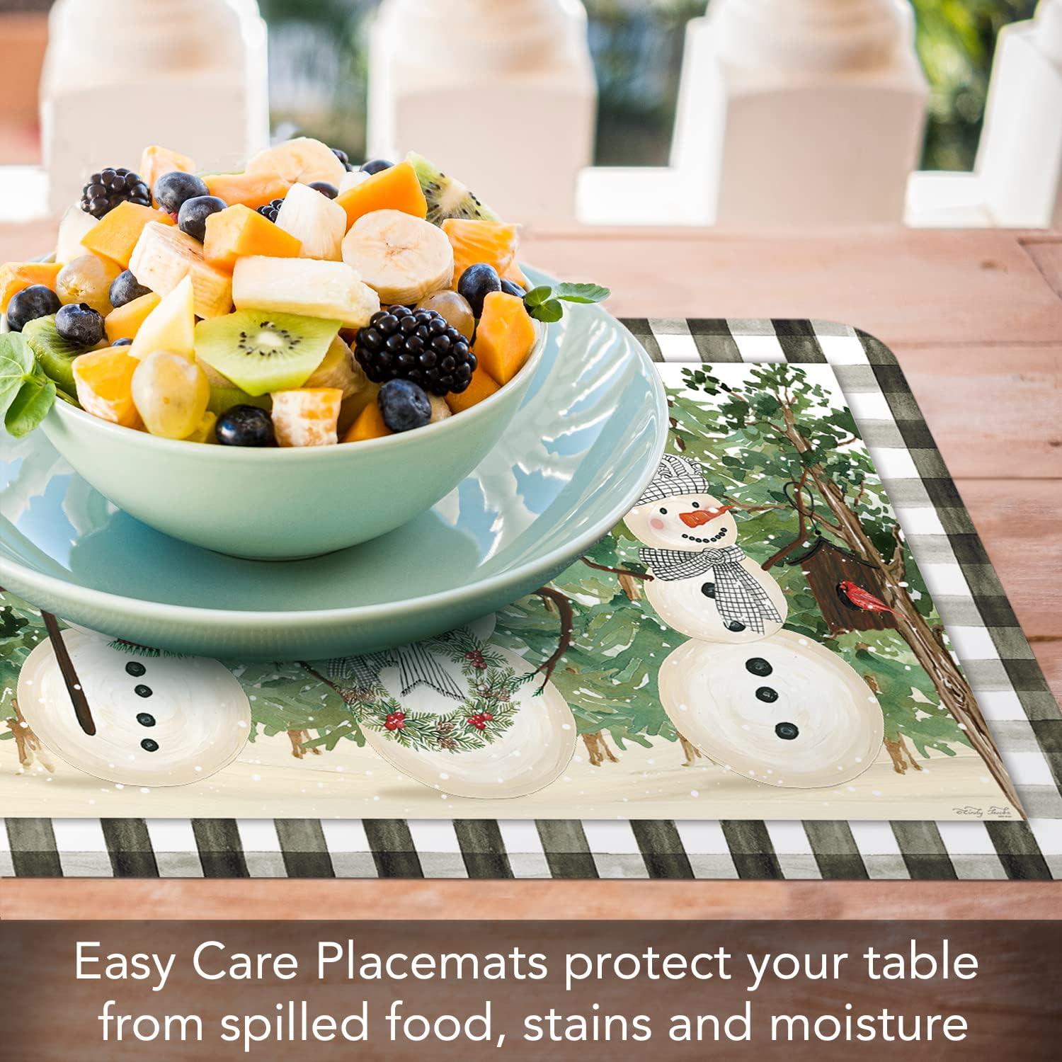 Plaid Snowmen 4 Piece Reversible Easy Care Placemats (Set of 4)