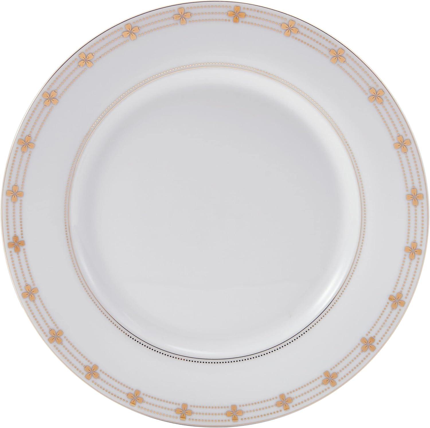 Modern Petals White and Gold Porcelain Dinnerware Set, Service for 8