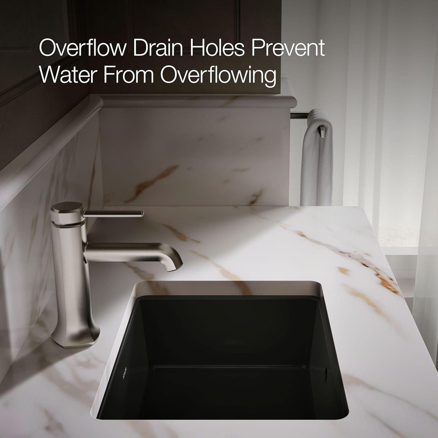Verticyl 17" Rectangular Under-Mount Bathroom Sink with Overflow Drain