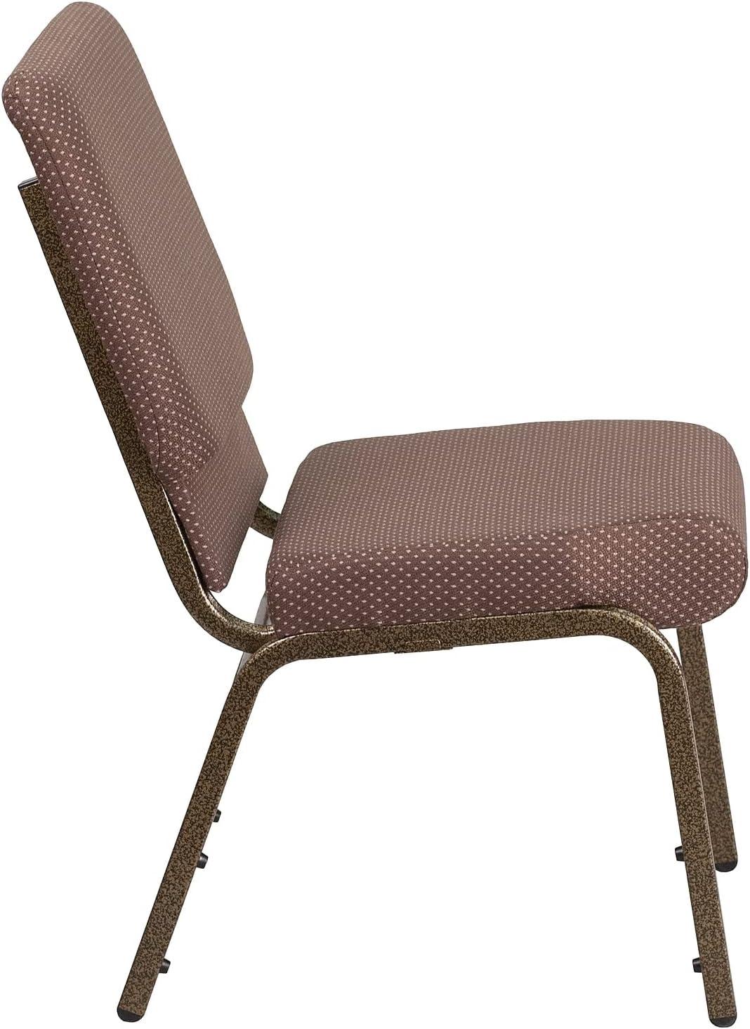 Flash Furniture HERCULES Series 18.5''W Stacking Church Chair in Brown Dot Fabric - Gold Vein Frame