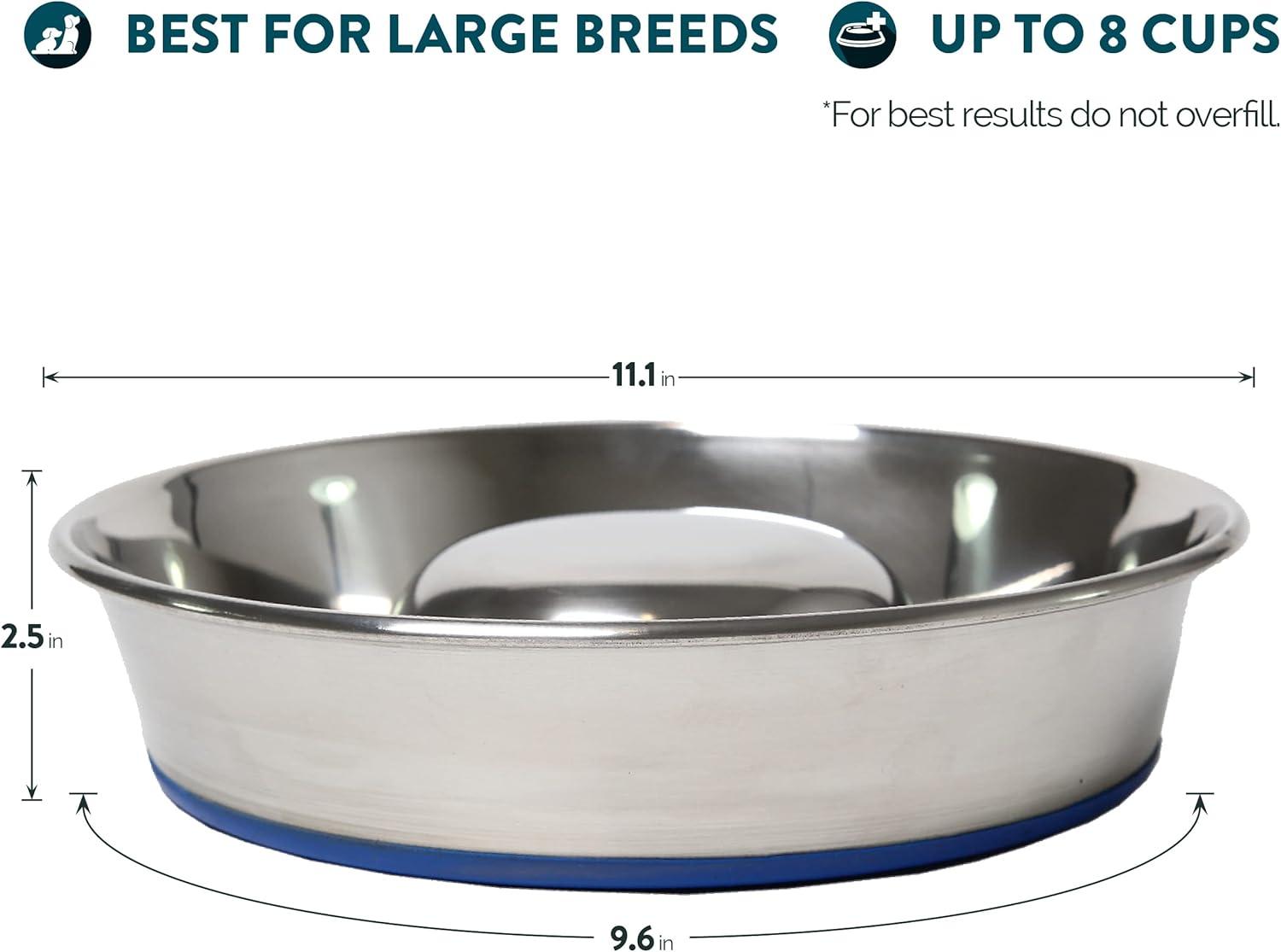 Large Silver Stainless Steel Slow Feed Dog Bowl