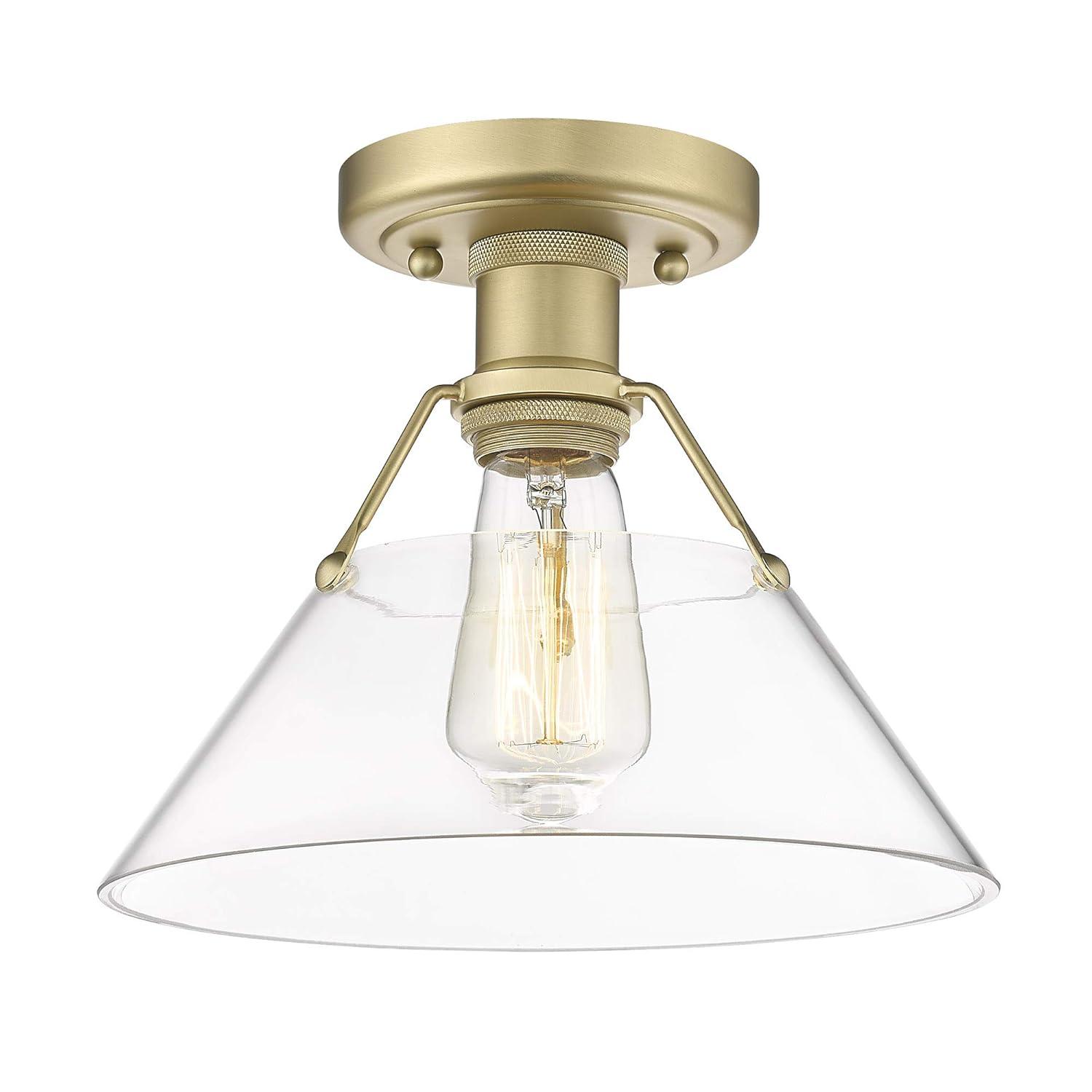Golden Lighting Orwell 1-Light Flush Mount in Brushed Champagne Bronze with Clear Glass