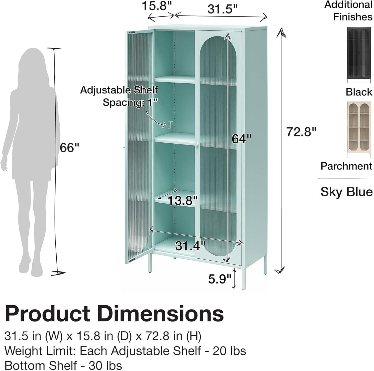 Luna 72.88'' Tall Accent Cabinet with Fluted Glass