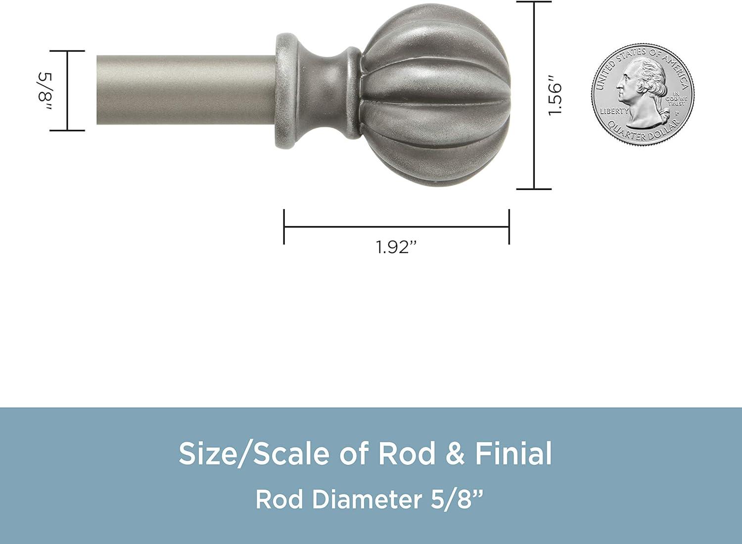 Rachel Italian Pewter Adjustable Curtain Rod with Fluted Ball Finials