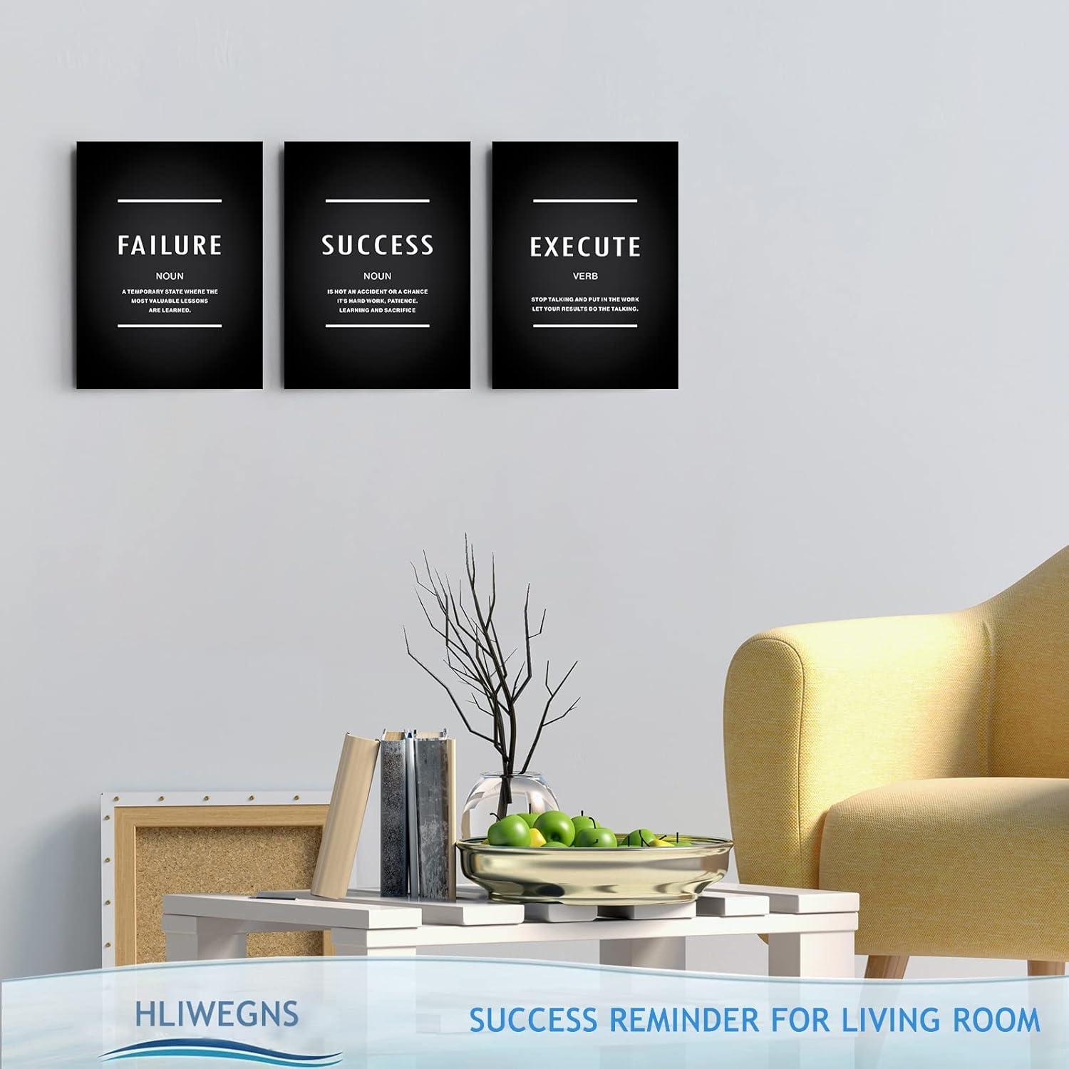 Motivational Office Decor Framed, Inspirational Room Decor Aesthetic Canvas Gallery Wall Art Execute Failure Success Paintings Positive Quotes Affirmation Living Room Bedroom Leadership Gift