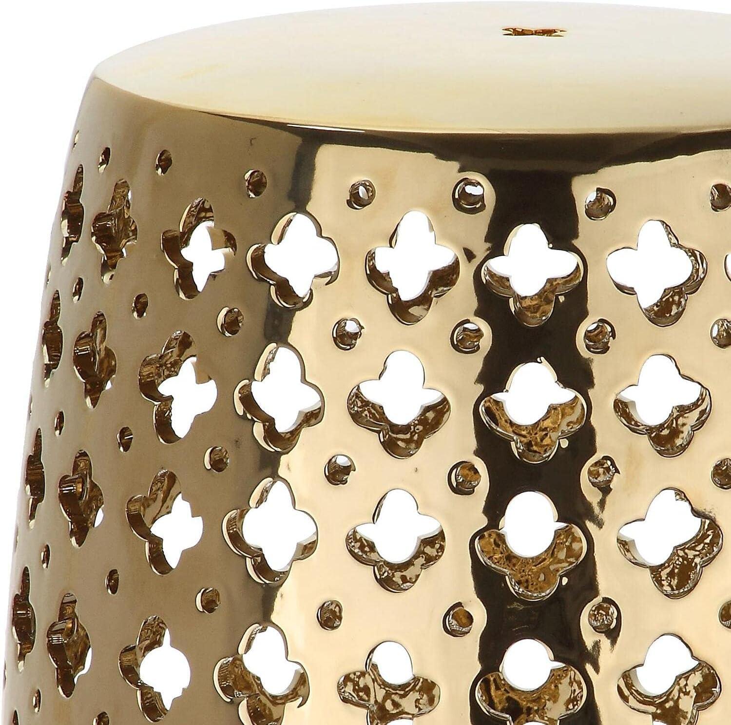 Safavieh Lacey Trellis Indoor/Outdoor Garden Patio Stool, Plated Gold