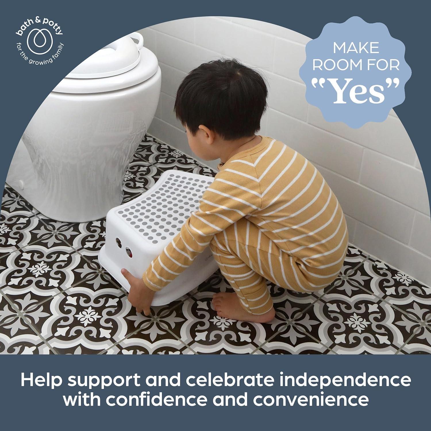 Step Stool Gray Dotted Toilet Training Aid for Toddlers with Non-slip Base