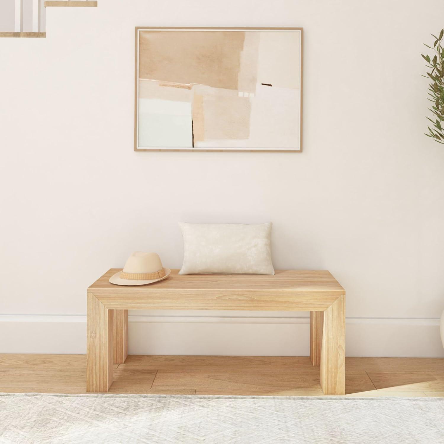 Plank+Beam 60" Modern Dining Table for 4, Solid Wood Rectangular Kitchen Table, Blonde Wirebrush