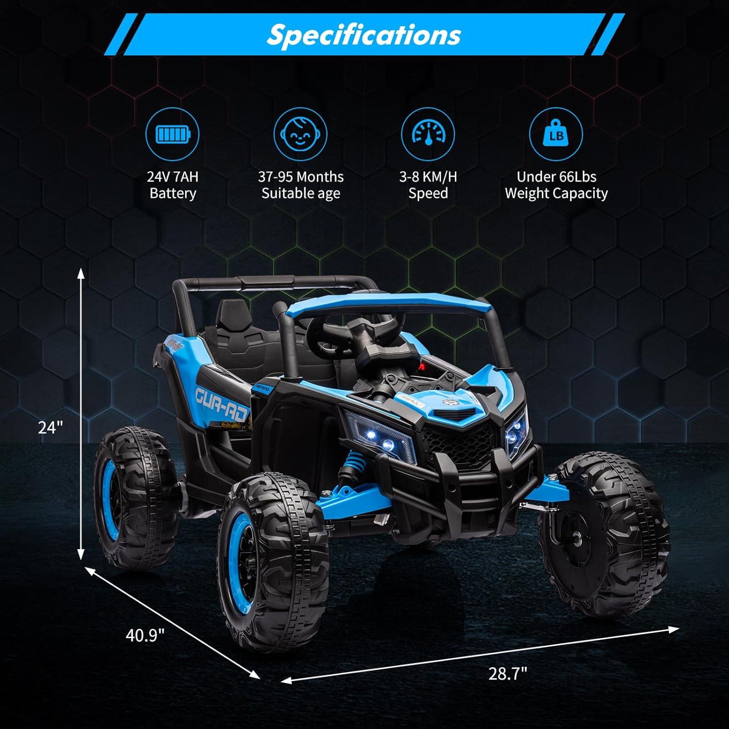 24V Ride On UTV Car, Battery Powered Electric Vehicles with Remote Control