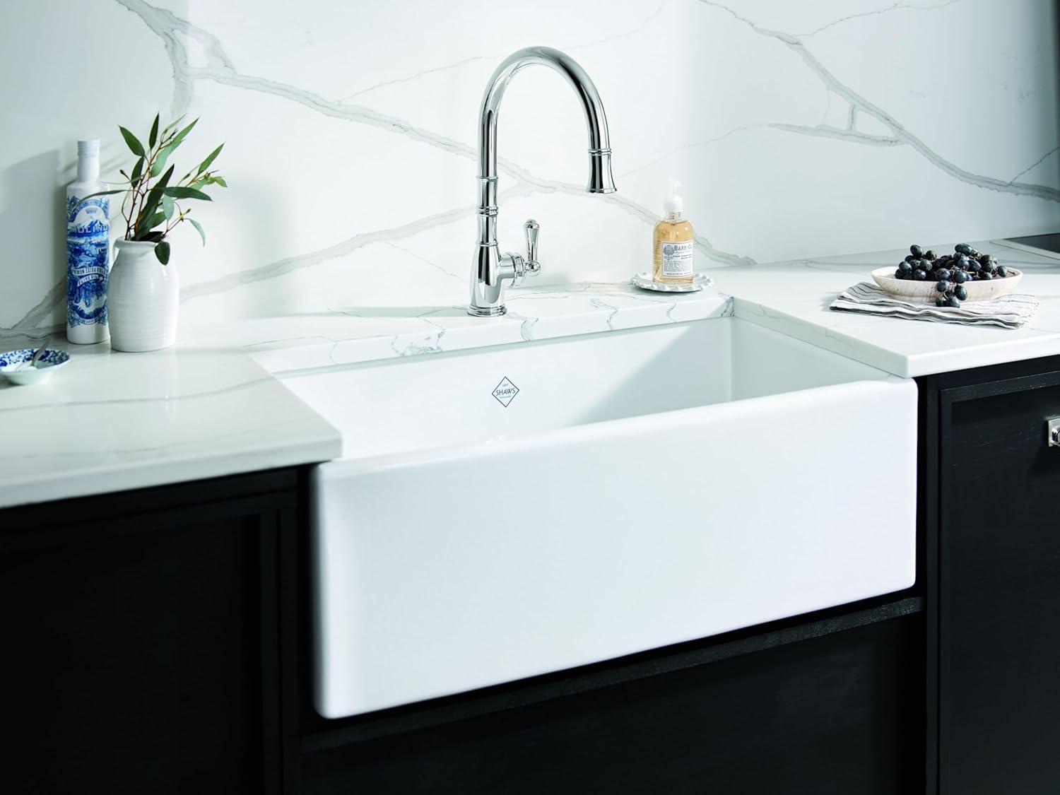 Shaws MS3318WH Shaker 33" Single Bowl Farmhouse Apron Front Fireclay Kitchen Sink