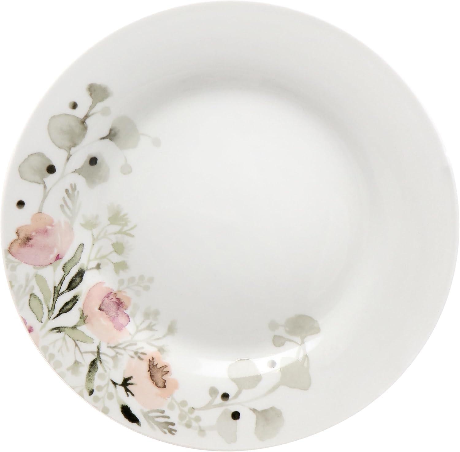 12pc Home Lily Garden Ceramic Dinnerware Set White/Pink