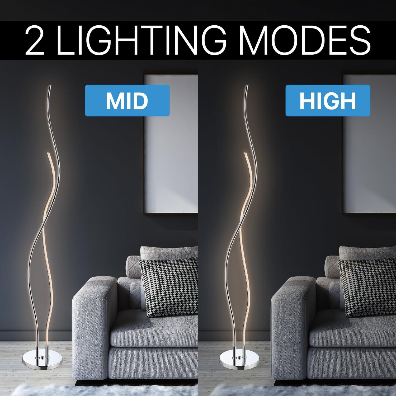 Jonathan Y JYL7008A Cairo 63.75" LED Integrated Floor Lamp, Modern, Contemporary, Office, Living Room, Family Room, Dining Room, Bedroom, Guest Room, Hallway, Foyer, Chrome